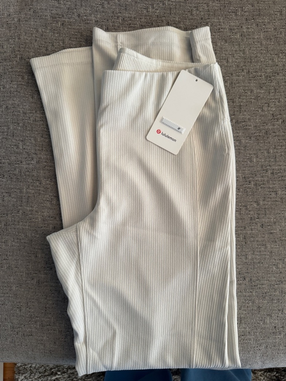 Lululemon White Ribbed flared pants